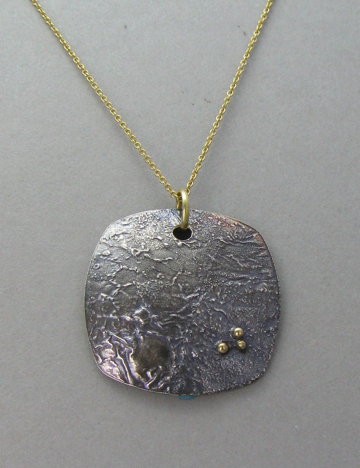 silver oxidized shield pendant necklace