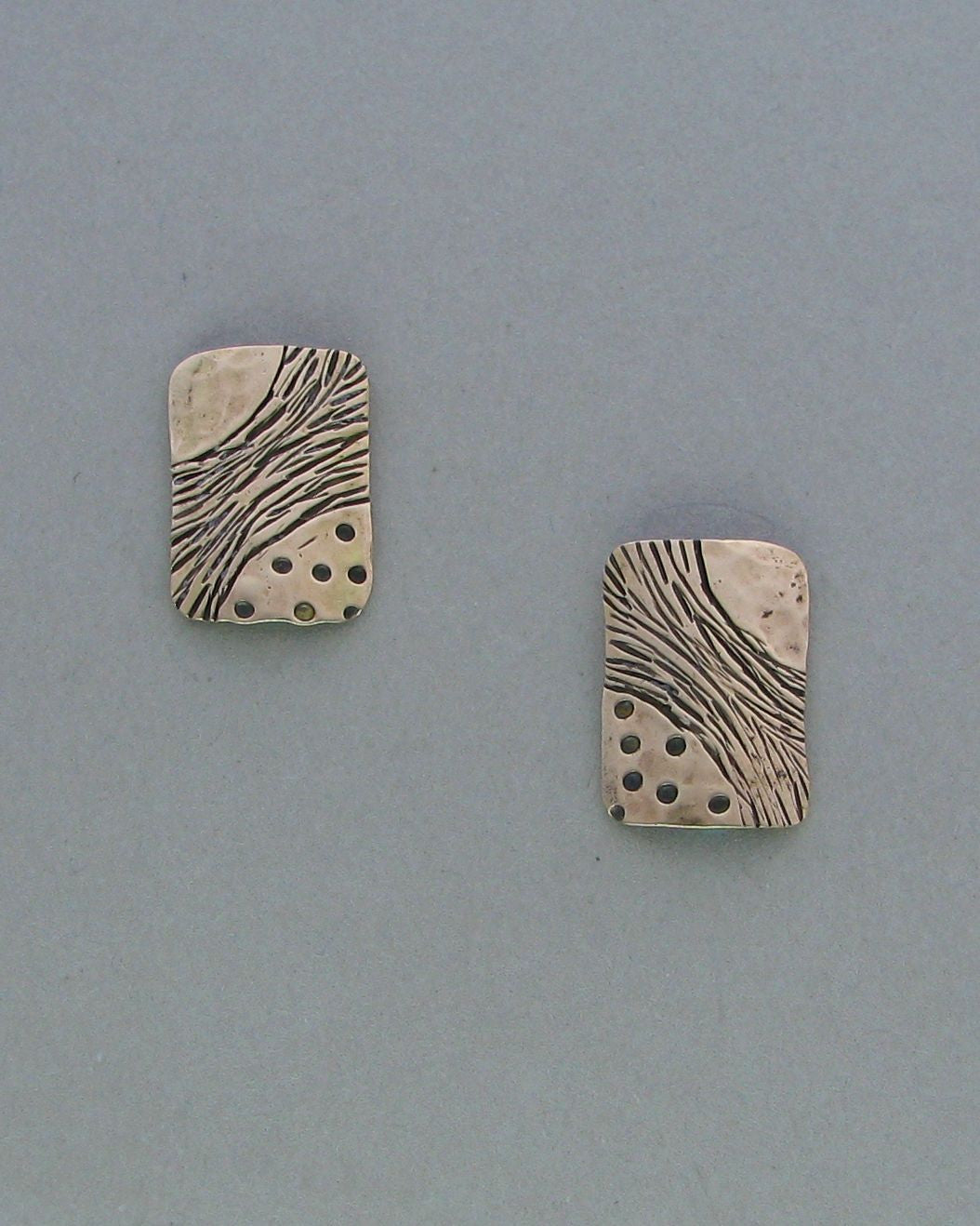 gold stud earrings stamped shield
