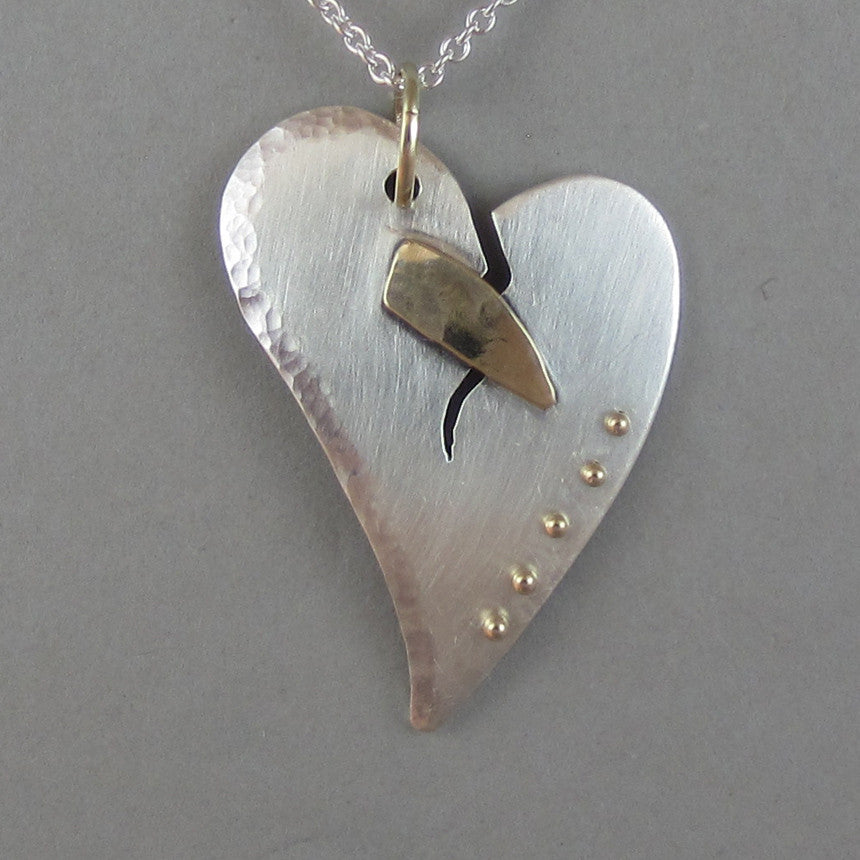 Sterling Patched Broken Heart Pendant