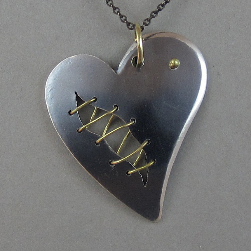 sterling and 18k heart pendant necklace