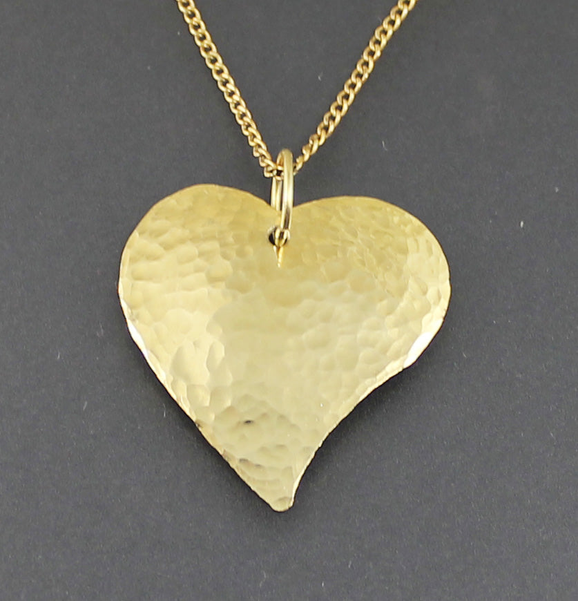 18K Hammered Heart Pendant