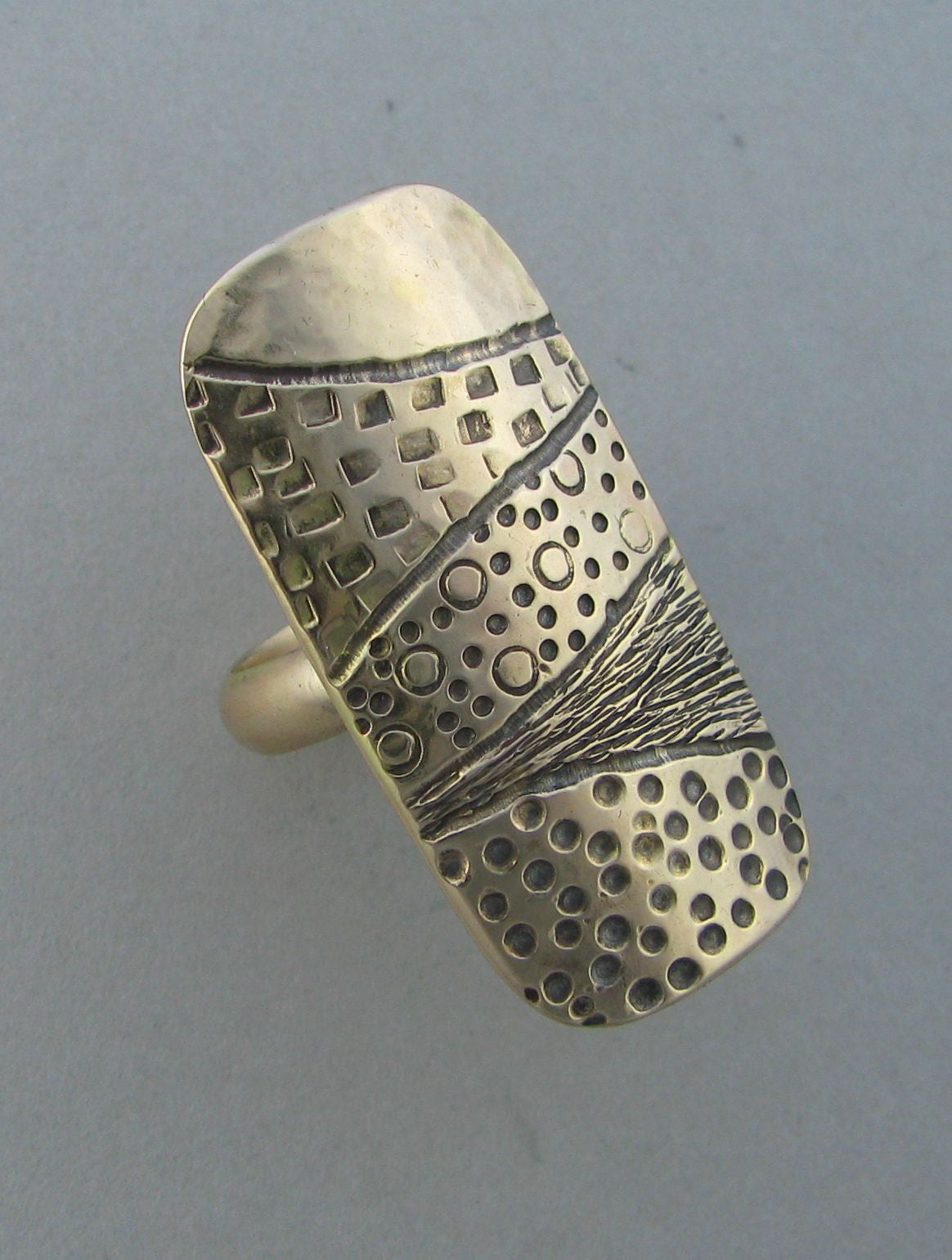 gold stamped cocktail ring