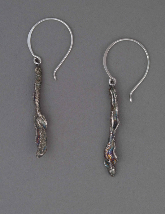 silver reticulated drop earrings