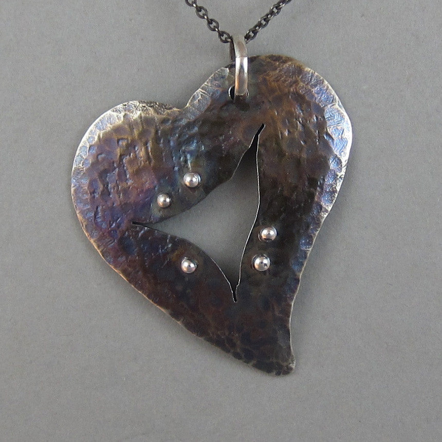 Sterling Open Wound Heart Pendant