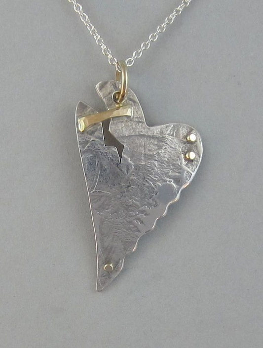 sterling silver heart pendant necklace with gold