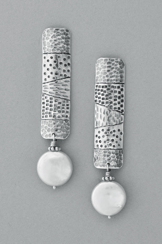sterling silver stud earrings stamped white pearl