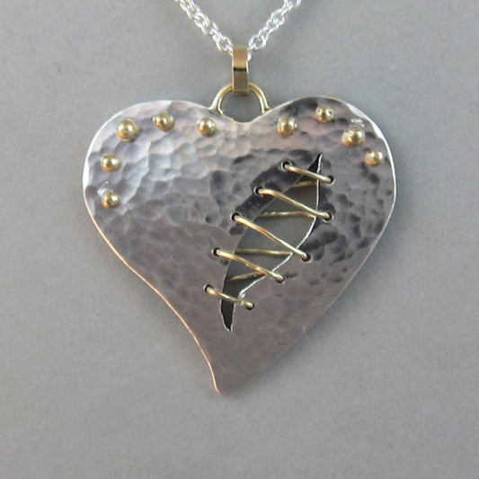 Sterling Heart Pendant Necklace, Gold Heart Pendant Necklace