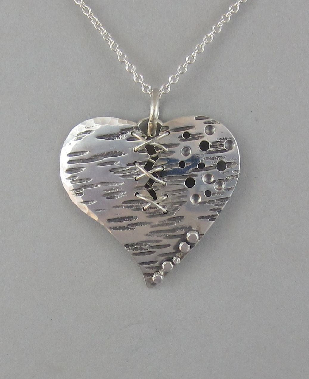 sterling silver heart pendant necklace broken heart 