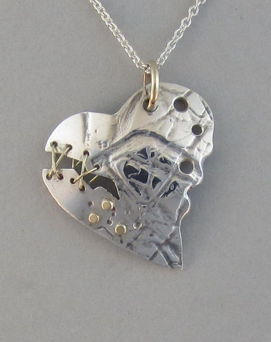 sterling silver heart pendant gold broken heart