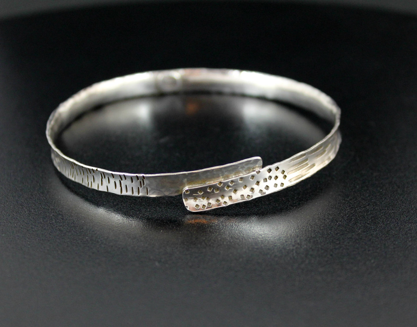 Sterling SIlver Narrow Shield Bangle - Size Large