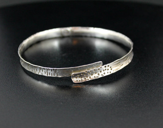 Sterling SIlver Narrow Shield Bangle - Size Large